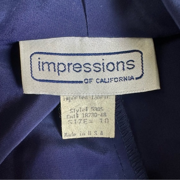 Vintage Navy Plunge Neck Blouse - Picture 7 of 8